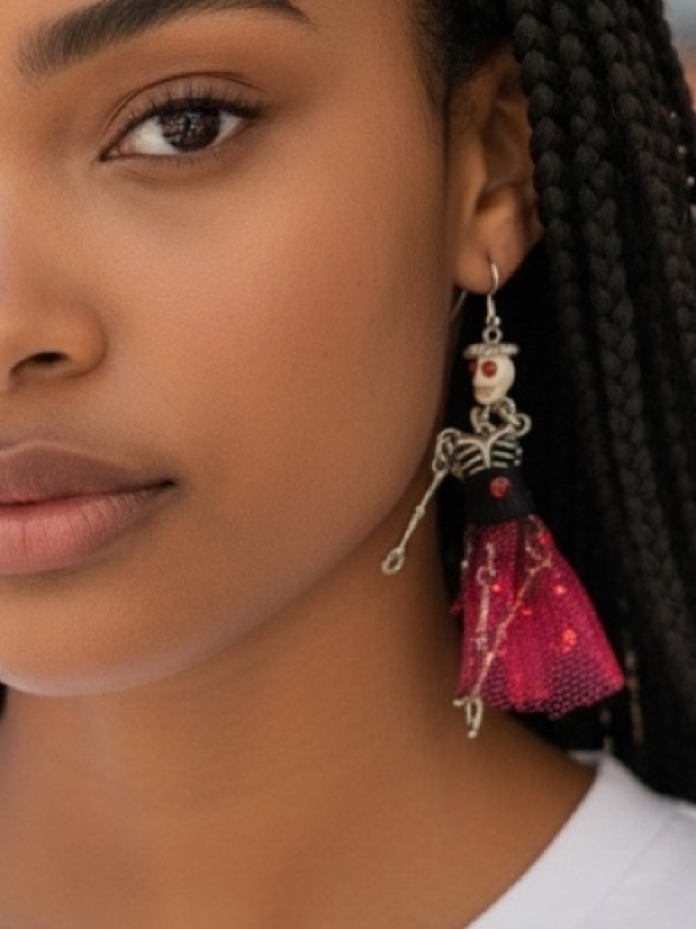 Ballerina Skeleton Doll Drop Earrings